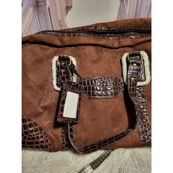 RARE!Big Bath&Body works leather&crocodile duffle&luggage tag - Picture 4 of 5